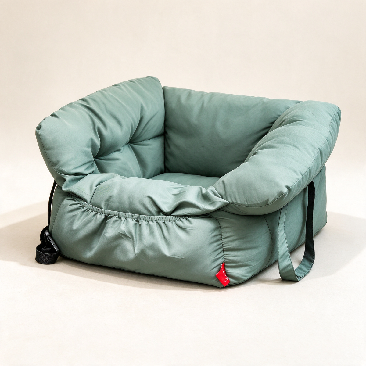 Padded pet car seat bed on a car seat