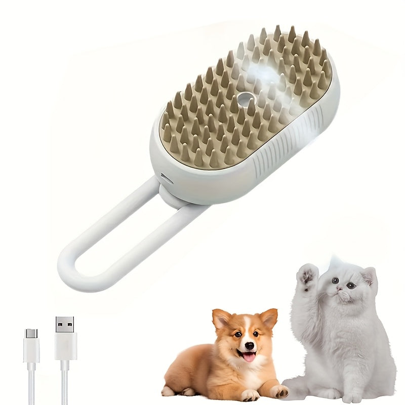 Steam pet brush with USB cable, dog and cat