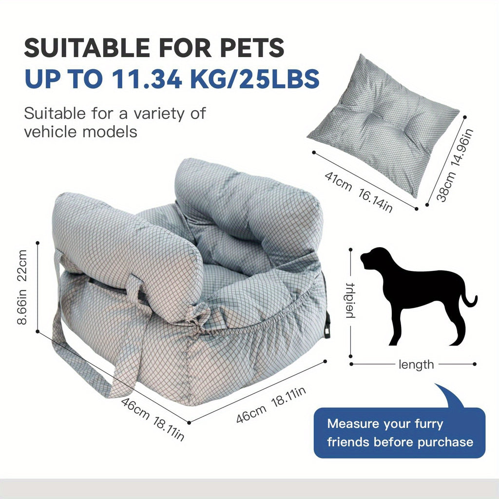 Pet bed dimensions: 46 x 46 x 22 cm, cushion 41 x 38 cm, supplier limit 25 lb