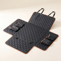 Black quilted dog car seat cover hammock with side pockets